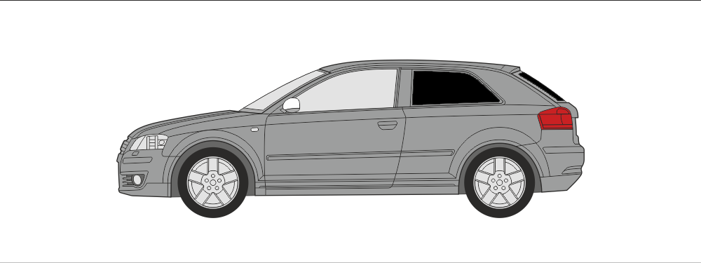 Háromajtós autó autóüveg fóliázás hő és belátás elleni védelemre