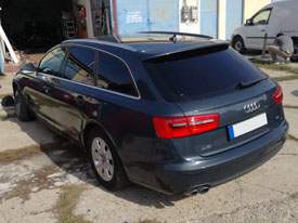 Autóüveg fóliázás Audi A6: B oszloptól hátra, hő és belátás elleni autóüveg fóliázás, skyfol, lumar, bruxafol 09